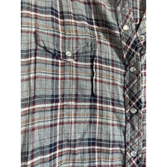 Johnny Was Multicolor Plaid Flannel Floral Long Sleeve Snap Front Tunic - Sz M - Picture 4 of 6